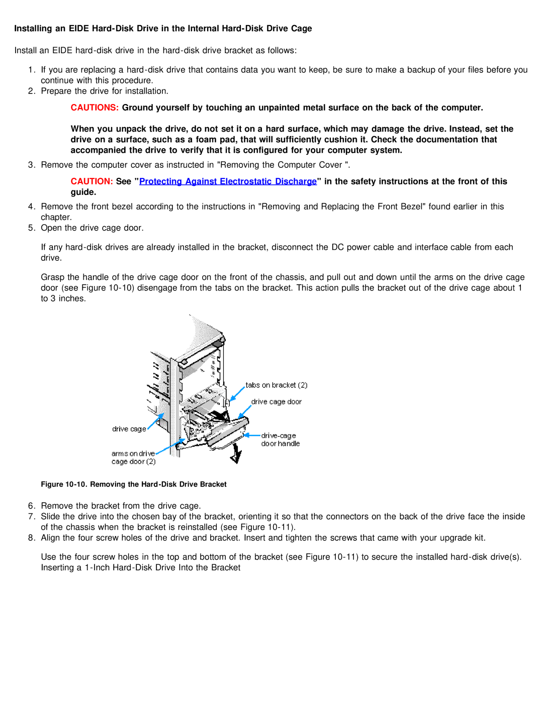 Dell 610 technical specifications Removing the Hard-Disk Drive Bracket 