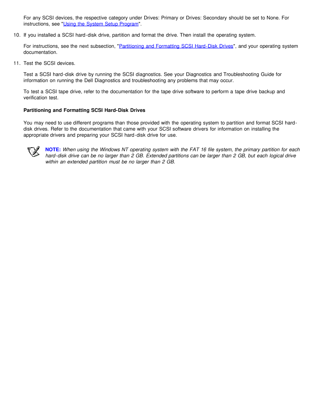 Dell 610 technical specifications Partitioning and Formatting Scsi Hard-Disk Drives 