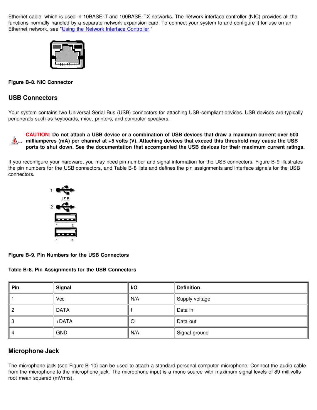 Dell 610 technical specifications USB Connectors, Microphone Jack 