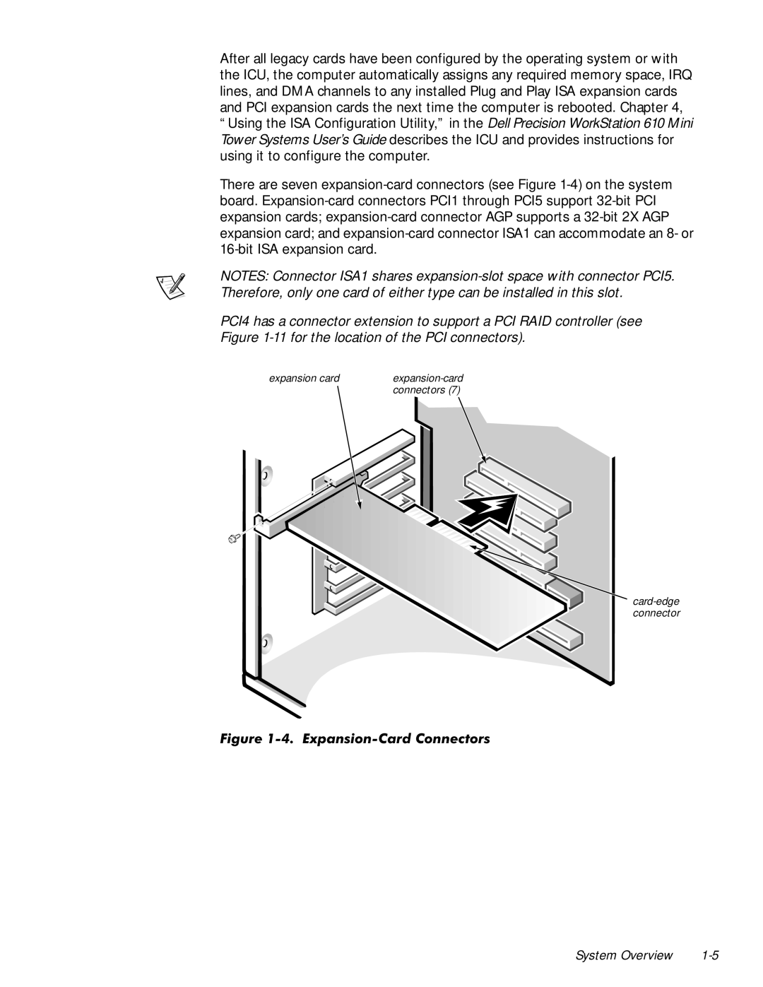 Dell 610 manual Expansion card Expansion-card Connectors Card-edge connector 