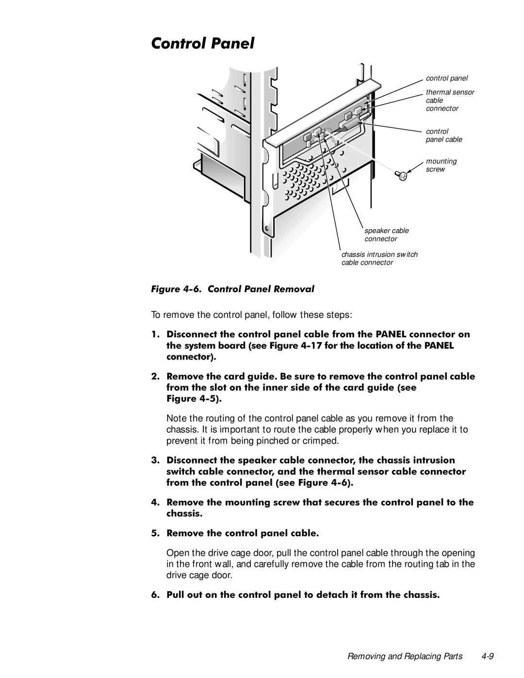 Dell 610 manual RQWURO3DQHO, Cable connector 