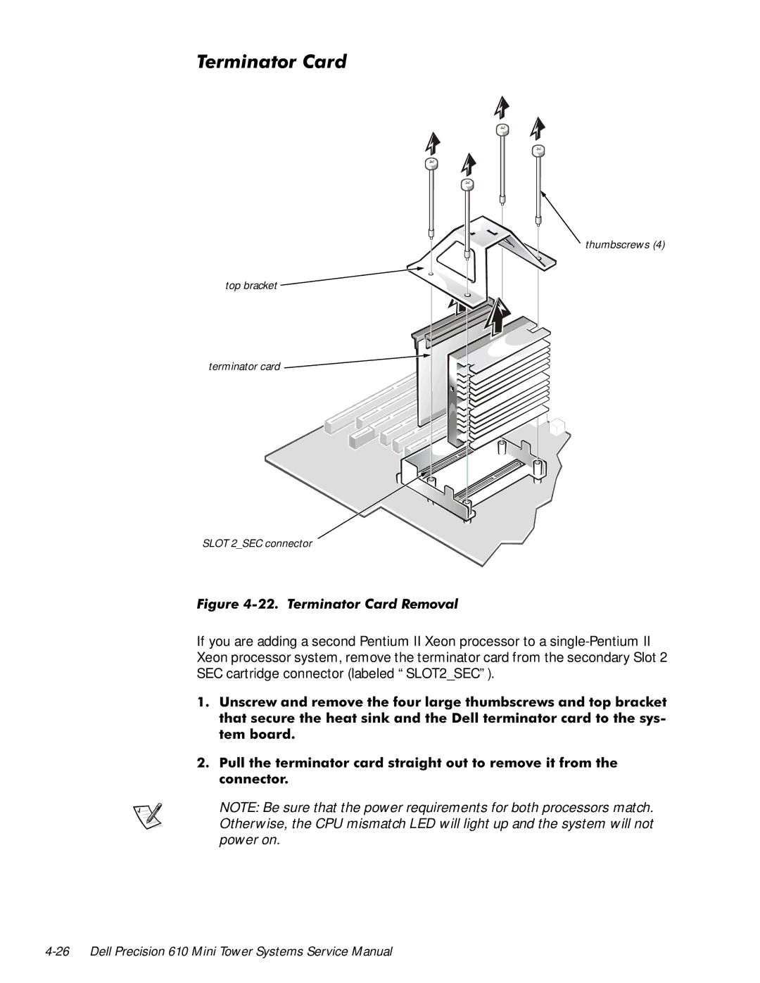 Dell 610 manual 7HUPLQDWRU&DUG 