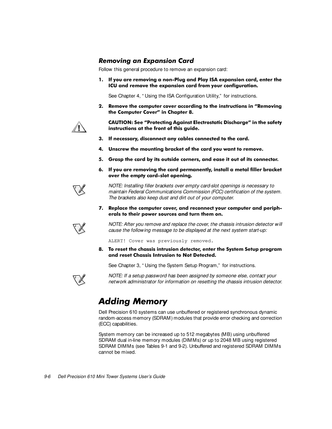 Dell 610 manual $GGLQJ0HPRU, 5HPRYLQJDQSDQVLRQ&DU, Udvswkhfduge\Lwvrxwvlghfrqhuv, Ryhuwkhhpsw\Fdugvorwrshqlqj 