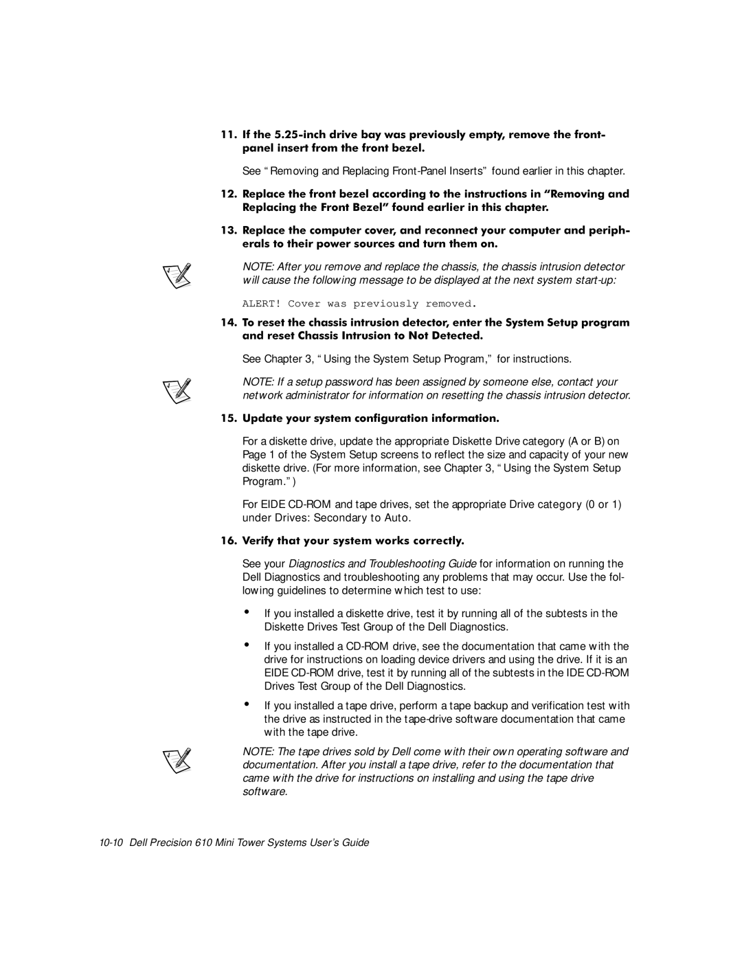 Dell manual 10-10Dell Precision 610 Mini Tower Systems User’s Guide 