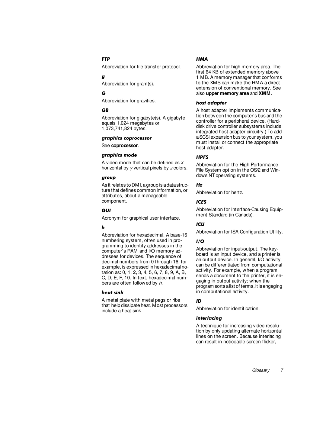 Dell 610 manual Abbreviation for grams, Abbreviation for gravities 