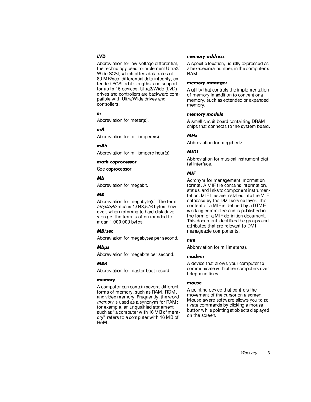 Dell 610 manual SeeEcoprocessor, Abbreviation for millimeters 