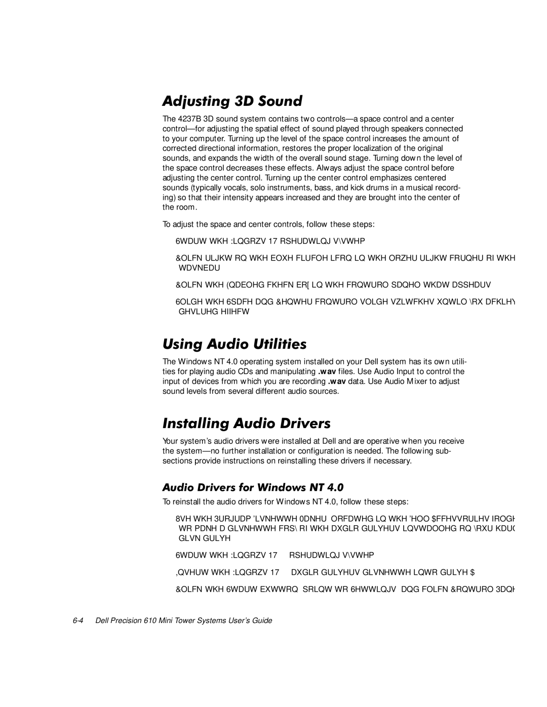 Dell 610 manual $GMXVWLQJ6RXQG, 8VLQJ$XGLR8WLOLWLHV, Qvwdoolqj$Xglrulyhuv, $X RULYHUVIRULQGRZV17 