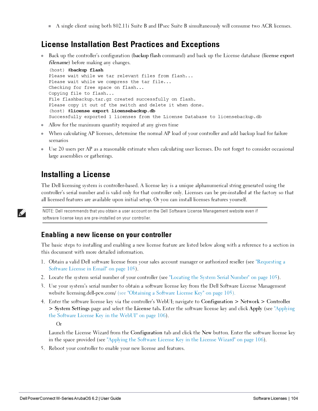 Dell 6.2 manual License Installation Best Practices and Exceptions, Installing a License 