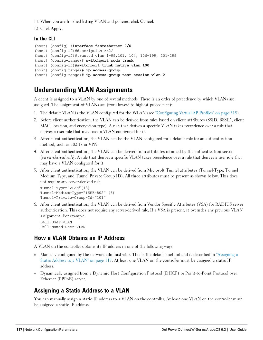 Dell 6.2 manual Understanding Vlan Assignments, How a Vlan Obtains an IP Address, Assigning a Static Address to a Vlan 