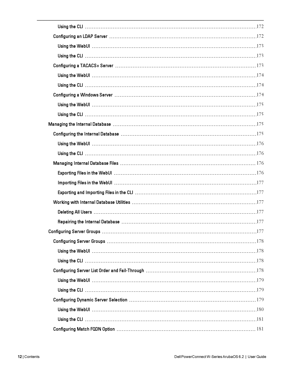 Dell manual Contents Dell PowerConnect W-Series ArubaOS 6.2 User Guide 