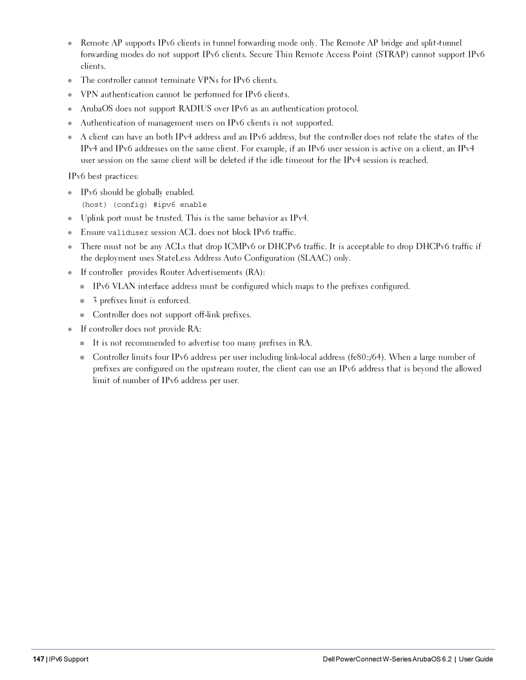 Dell 6.2 manual Host config #ipv6 enable 