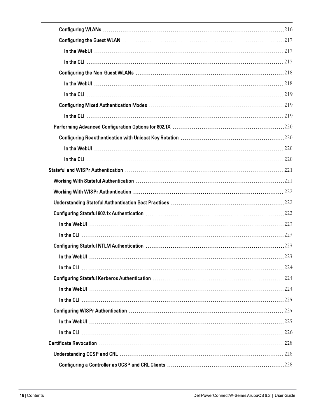 Dell manual Contents Dell PowerConnect W-Series ArubaOS 6.2 User Guide 