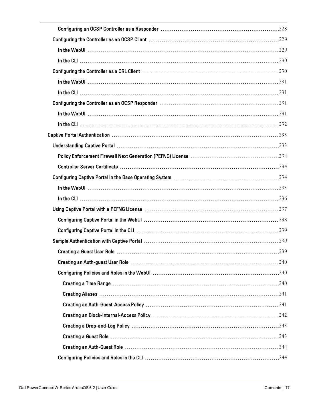 Dell manual Dell PowerConnect W-Series ArubaOS 6.2 User Guide Contents 