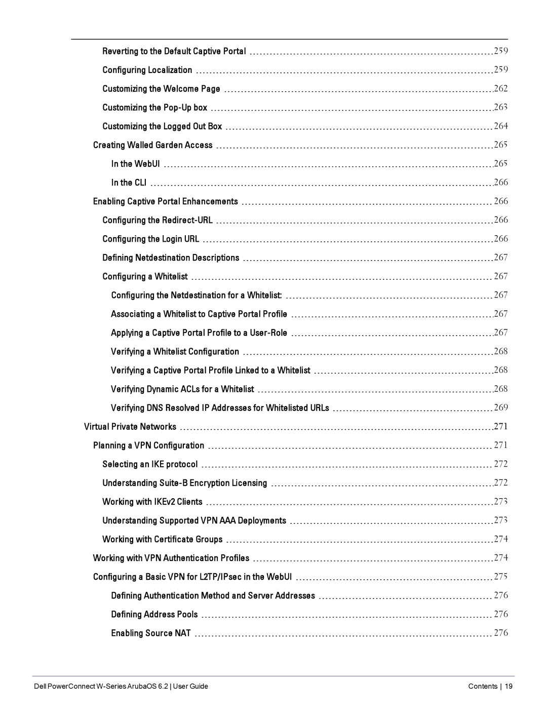 Dell manual Dell PowerConnect W-Series ArubaOS 6.2 User Guide Contents 