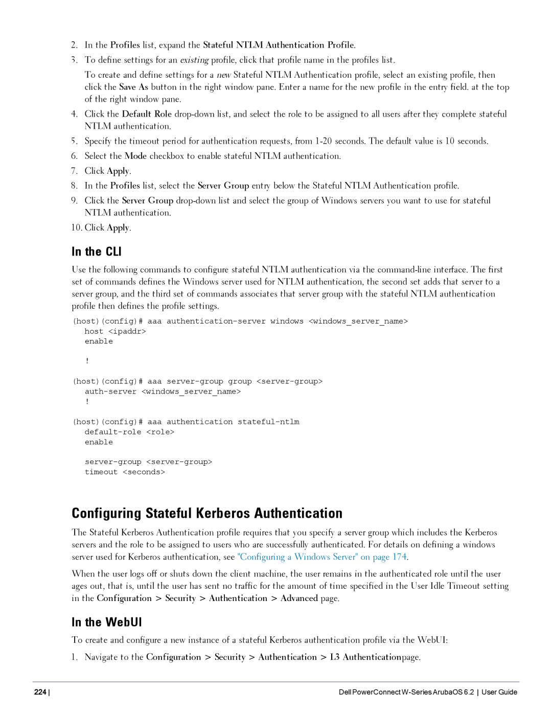 Dell 6.2 manual Configuring Stateful Kerberos Authentication 