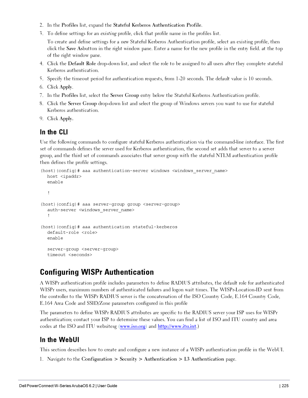 Dell 6.2 manual Configuring WISPr Authentication 