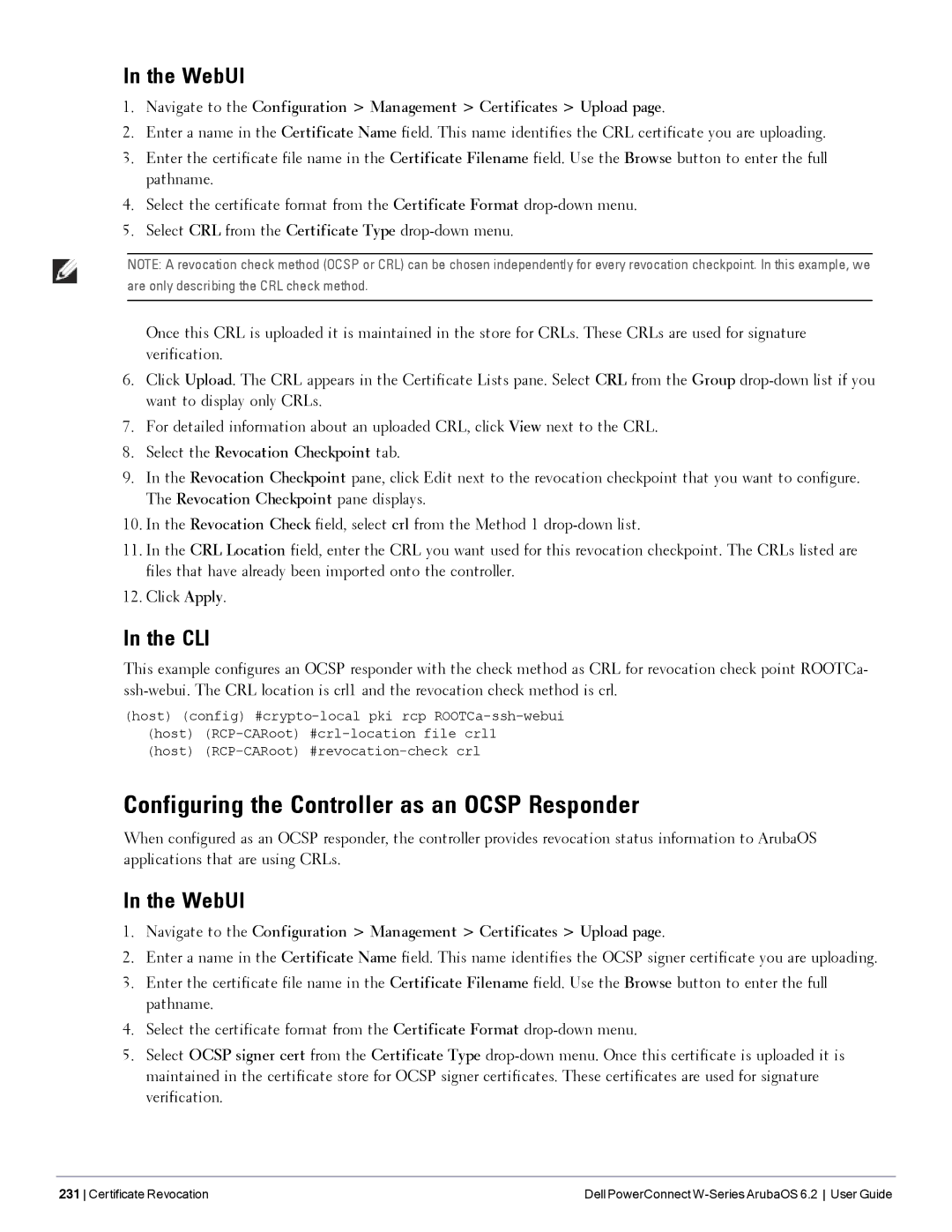 Dell 6.2 manual Configuring the Controller as an Ocsp Responder 