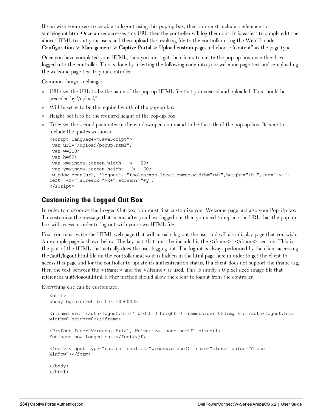 Dell 6.2 manual Customizing the Logged Out Box 