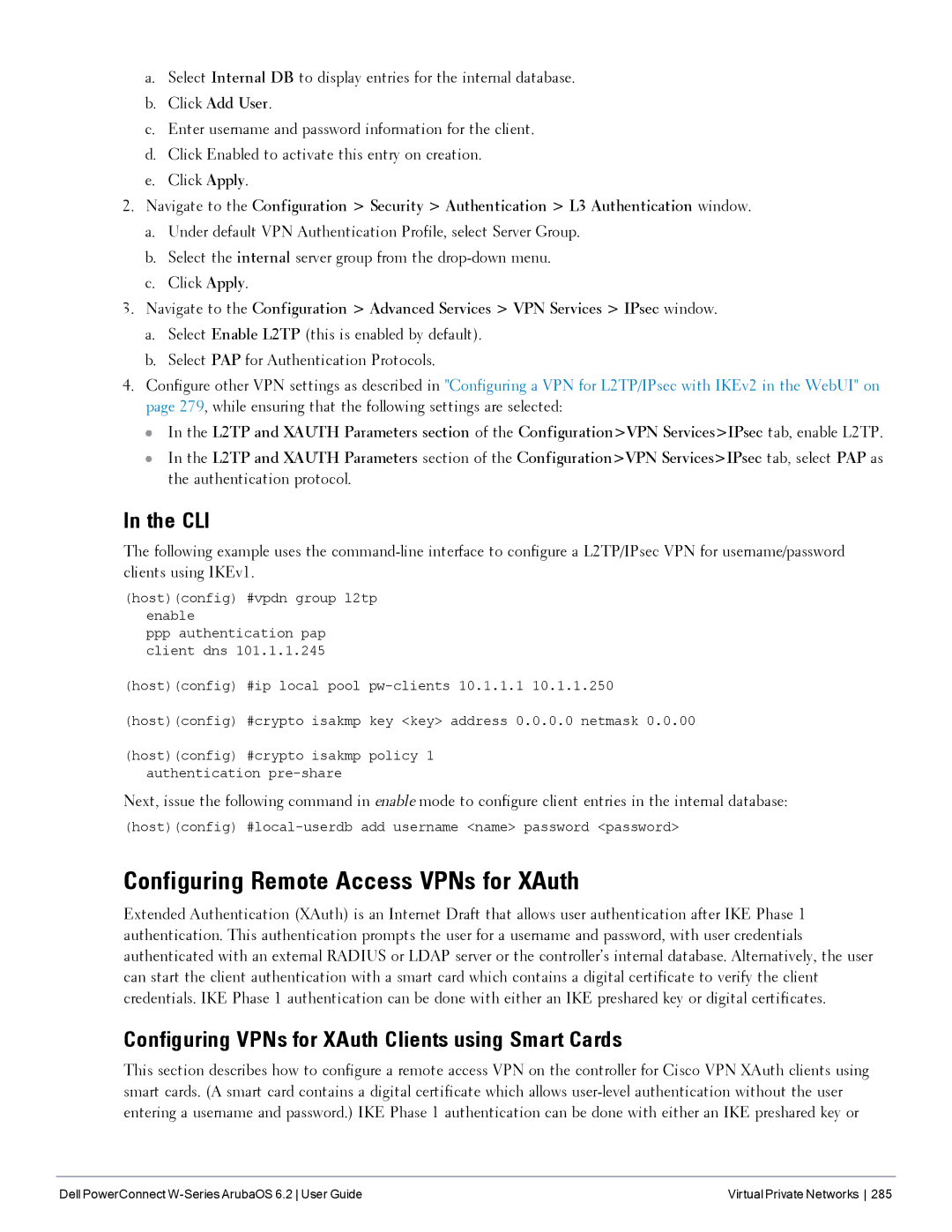 Dell 6.2 Configuring Remote Access VPNs for XAuth, Configuring VPNs for XAuth Clients using Smart Cards, Click Add User 