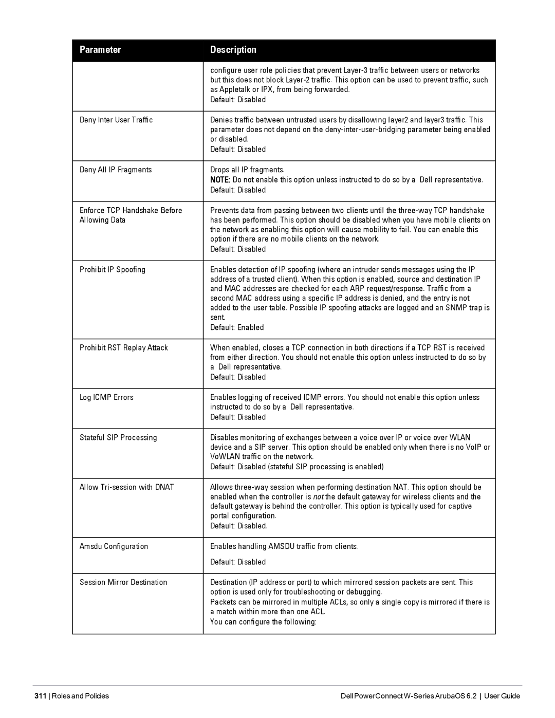 Dell 6.2 manual As Appletalk or IPX, from being forwarded, Deny Inter User Traffic, Or disabled, Allowing Data, Sent 