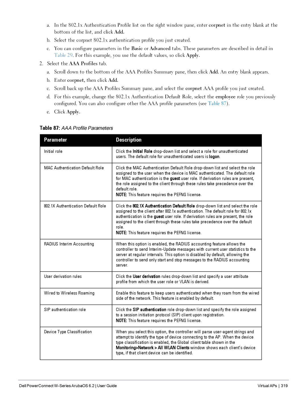 Dell 6.2 manual Initial role, Users. The default role for unauthenticated users is logon, MAC Authentication Default Role 