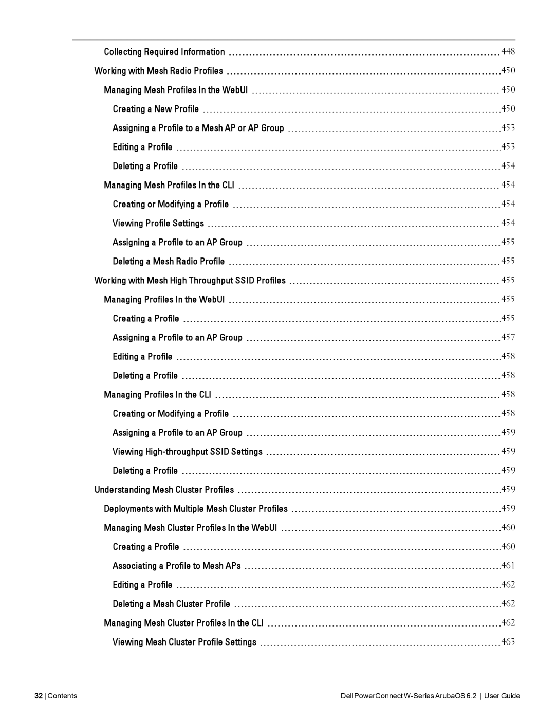 Dell manual Contents Dell PowerConnect W-Series ArubaOS 6.2 User Guide 