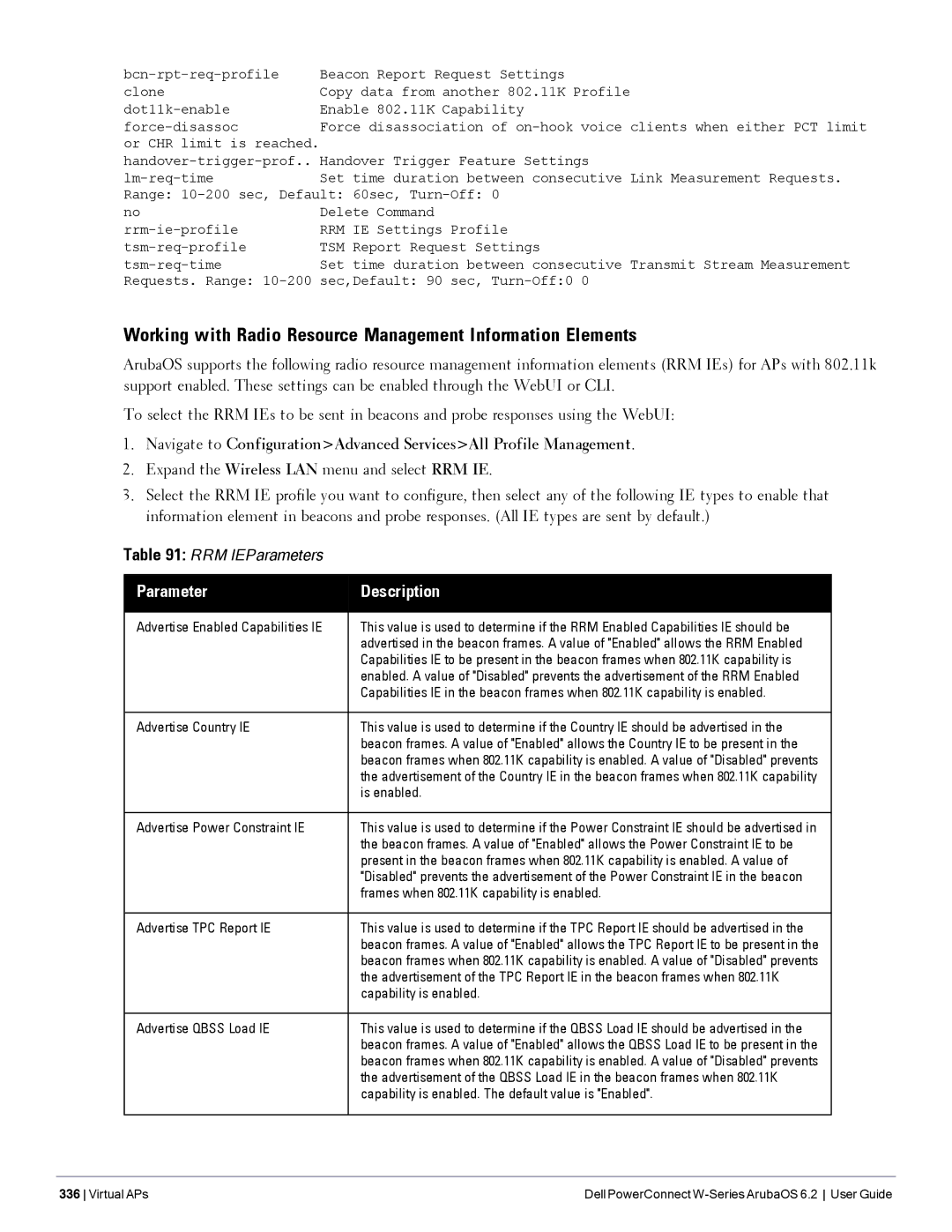 Dell 6.2 manual Working with Radio Resource Management Information Elements 