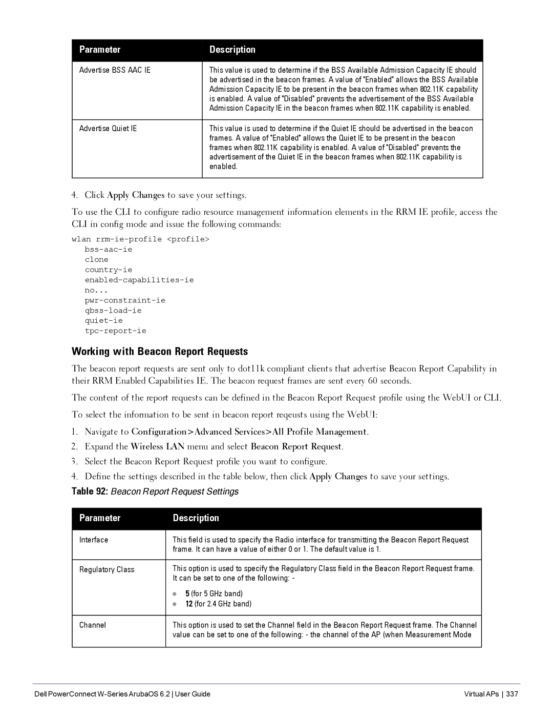 Dell 6.2 manual Working with Beacon Report Requests 