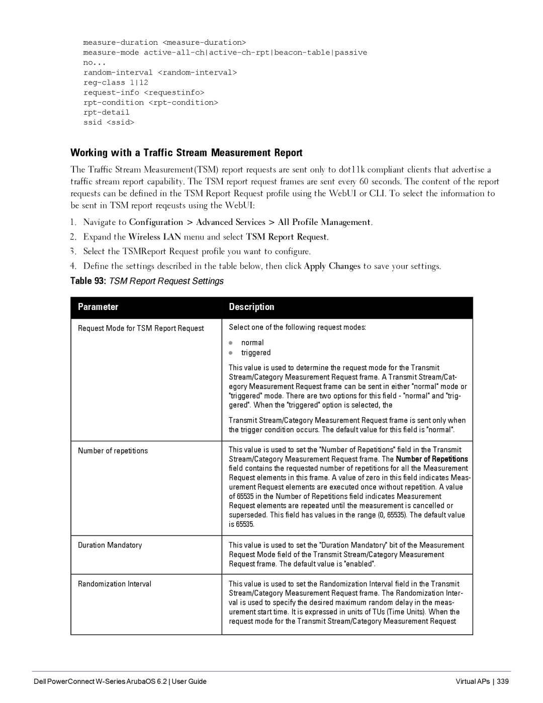 Dell 6.2 manual Working with a Traffic Stream Measurement Report, Gered. When the triggered option is selected 