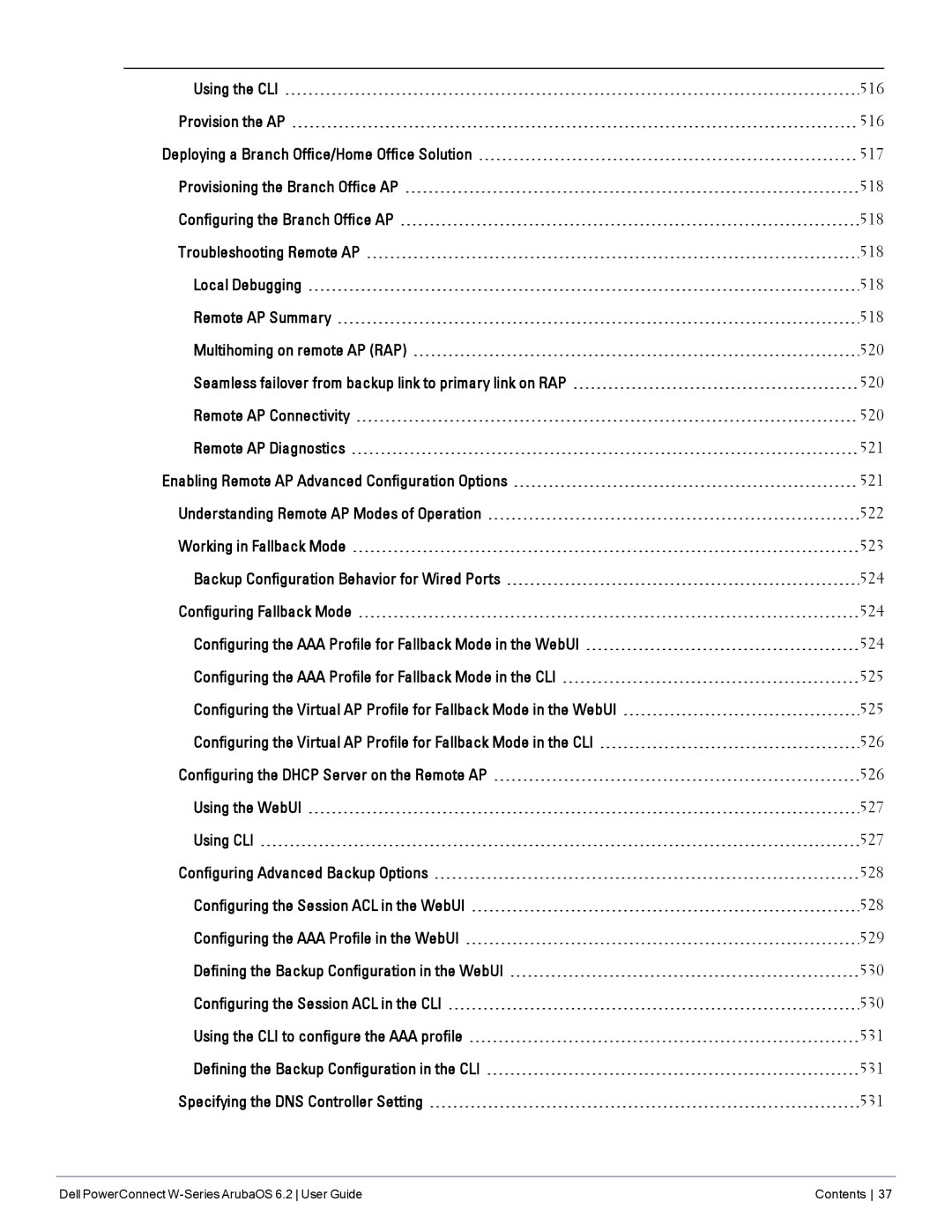 Dell manual Dell PowerConnect W-Series ArubaOS 6.2 User Guide Contents 