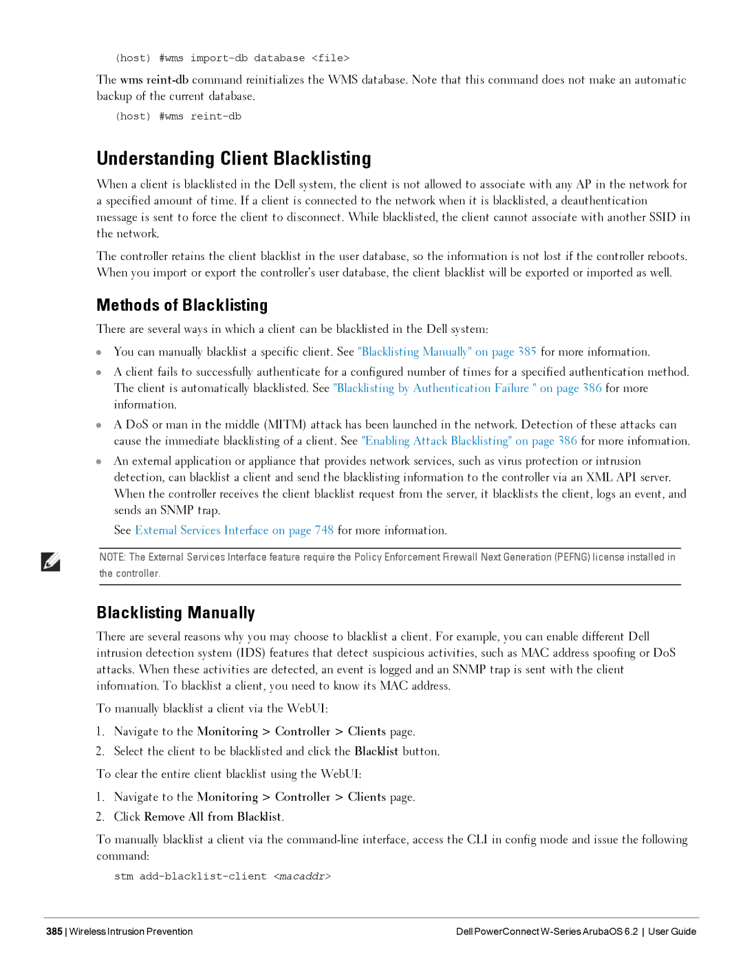 Dell 6.2 manual Understanding Client Blacklisting, Methods of Blacklisting, Blacklisting Manually 