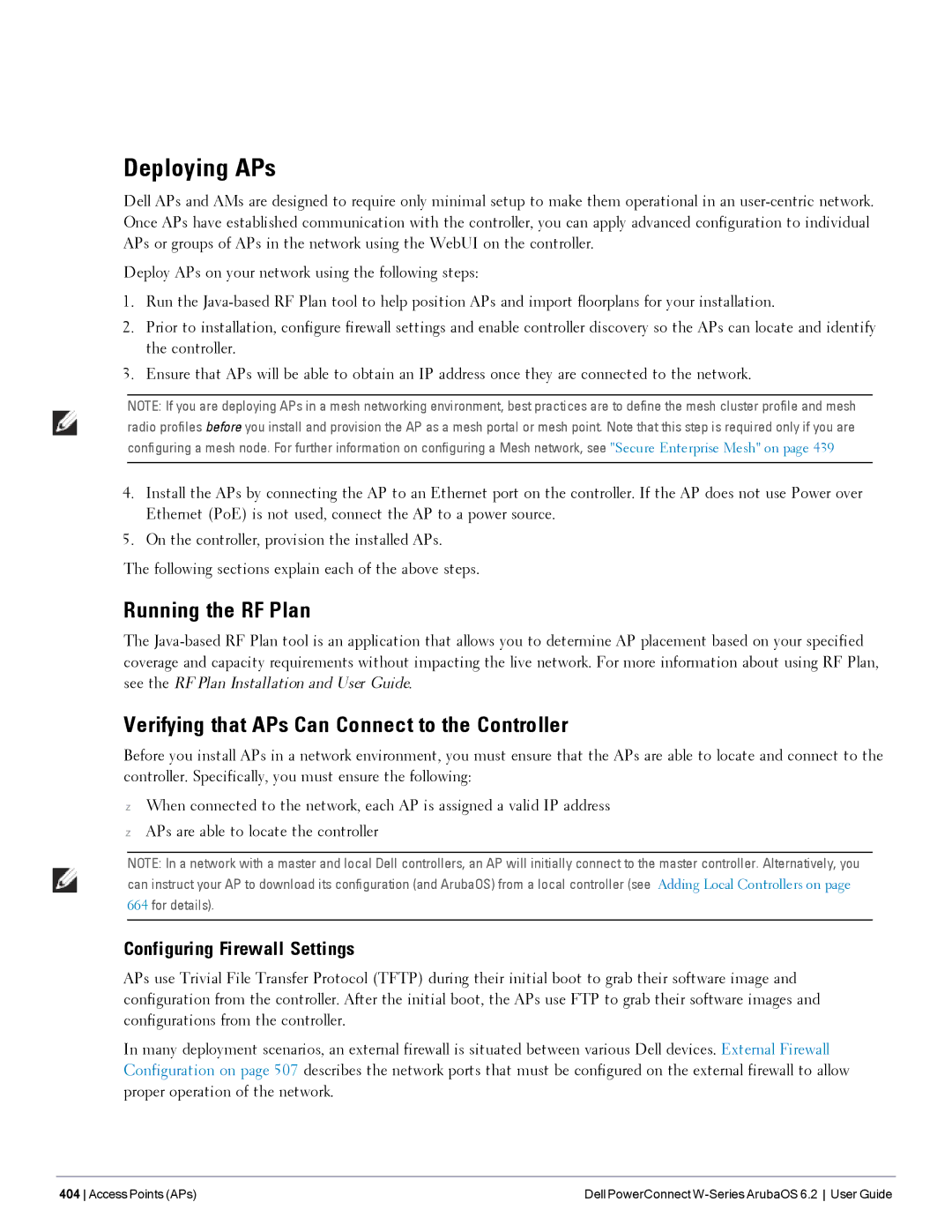 Dell 6.2 manual Deploying APs, Running the RF Plan, Verifying that APs Can Connect to the Controller 