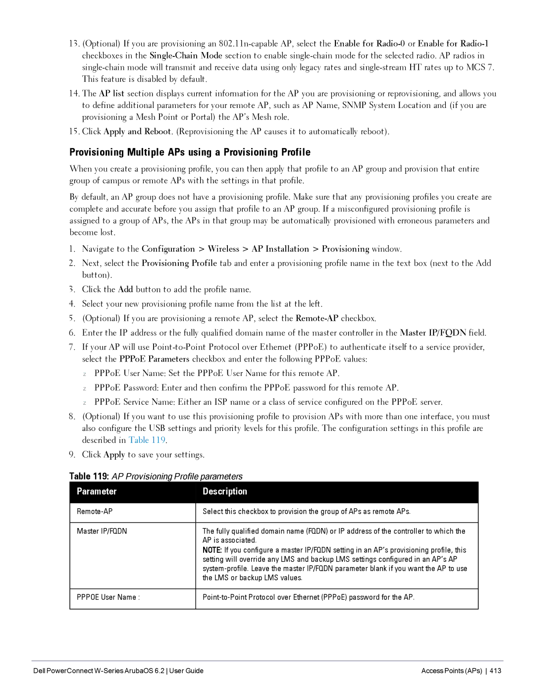 Dell 6.2 manual Provisioning Multiple APs using a Provisioning Profile, AP is associated, LMS or backup LMS values 