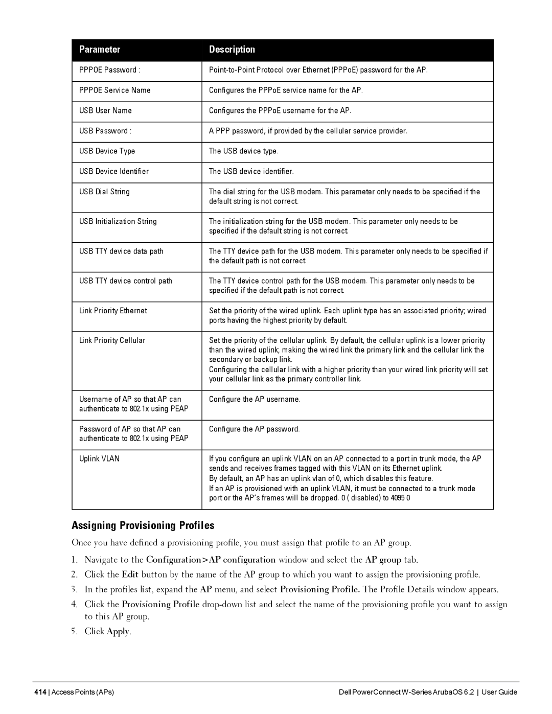 Dell 6.2 manual Assigning Provisioning Profiles 