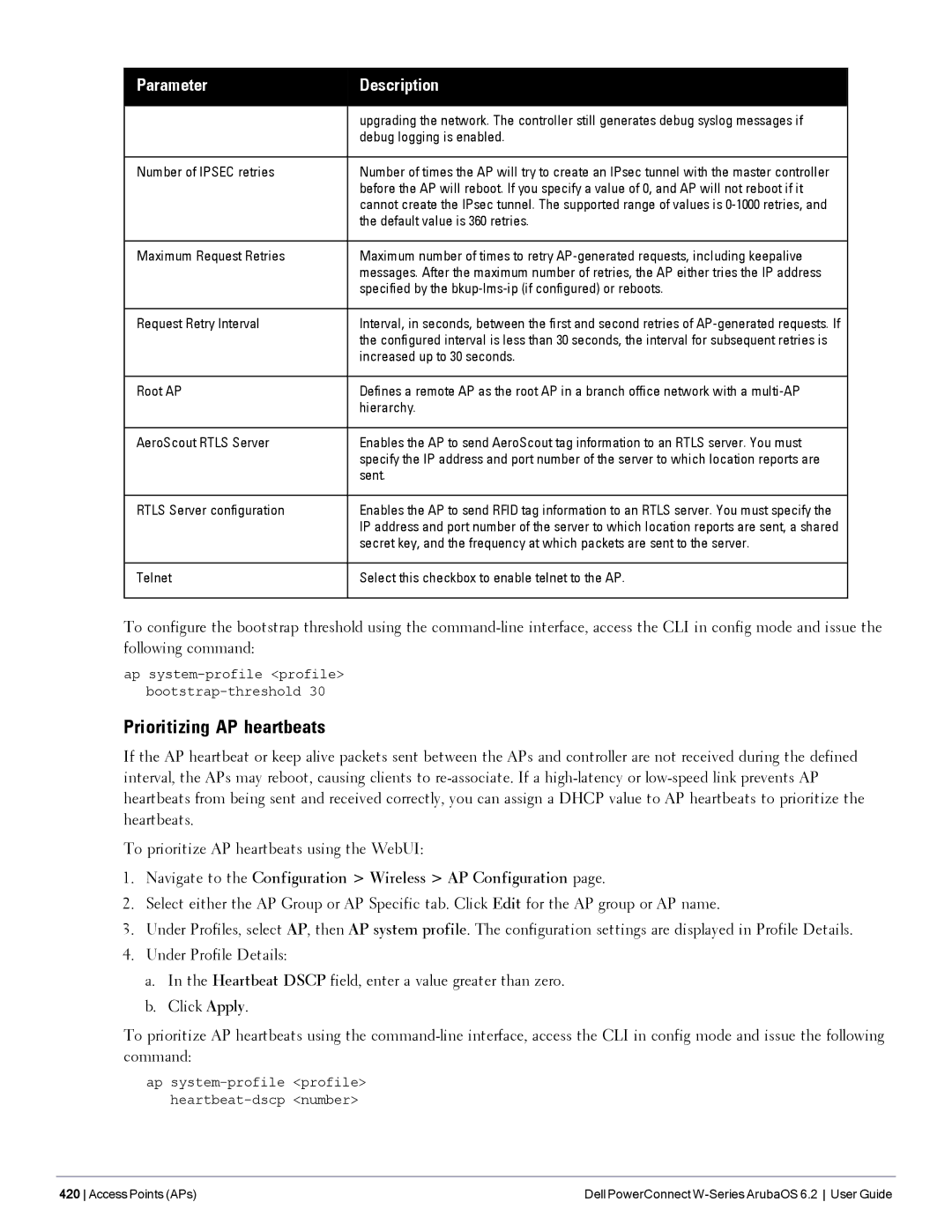 Dell 6.2 manual Prioritizing AP heartbeats 