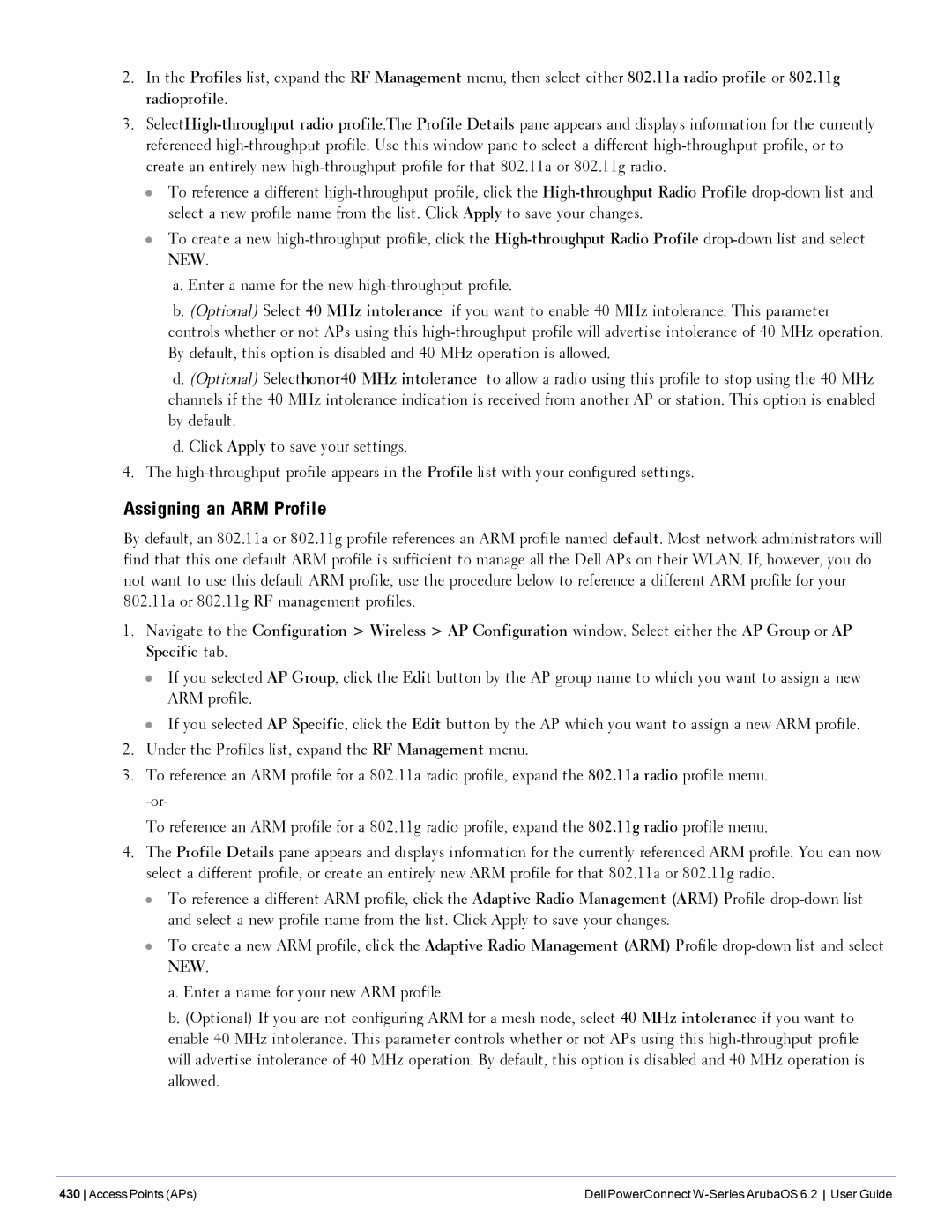 Dell 6.2 manual Assigning an ARM Profile 