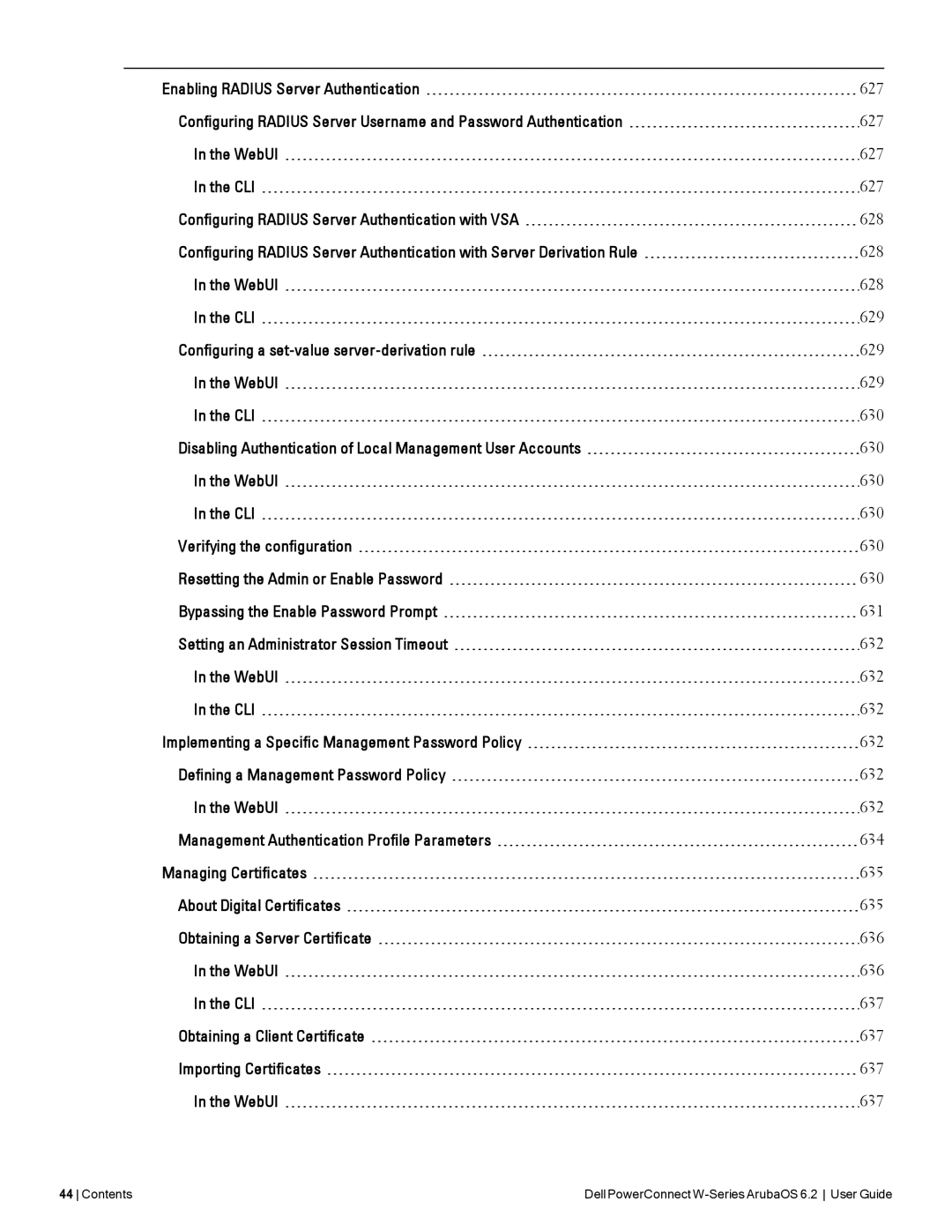 Dell manual Contents Dell PowerConnect W-Series ArubaOS 6.2 User Guide 