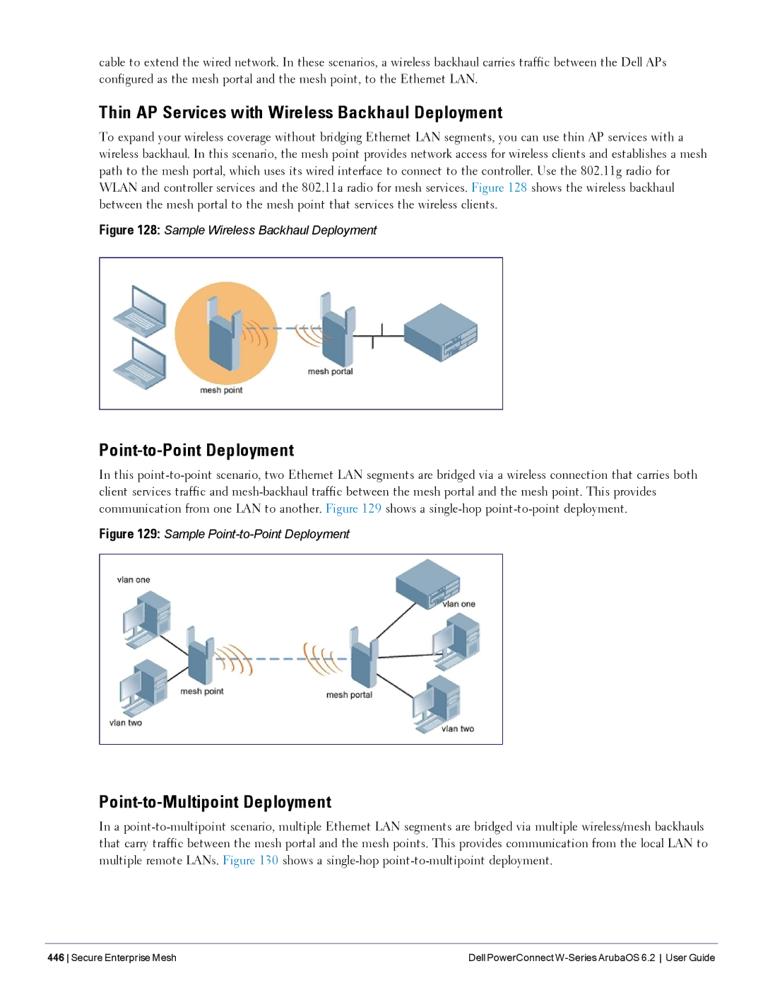 Dell 6.2 Thin AP Services with Wireless Backhaul Deployment, Point-to-Point Deployment, Point-to-Multipoint Deployment 