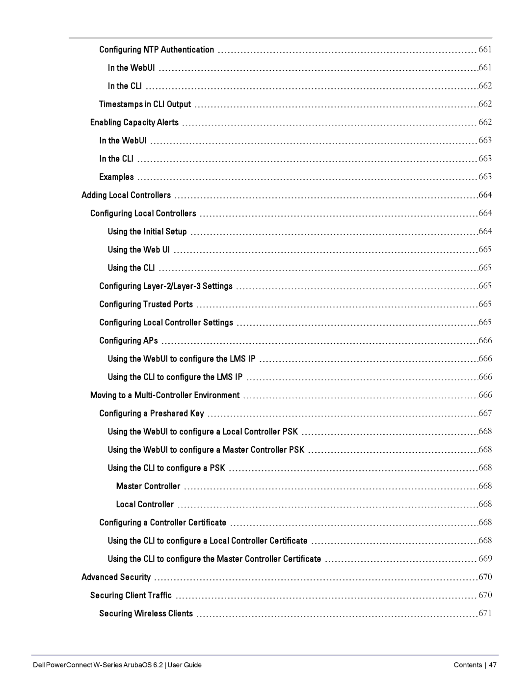 Dell manual Dell PowerConnect W-Series ArubaOS 6.2 User Guide Contents 