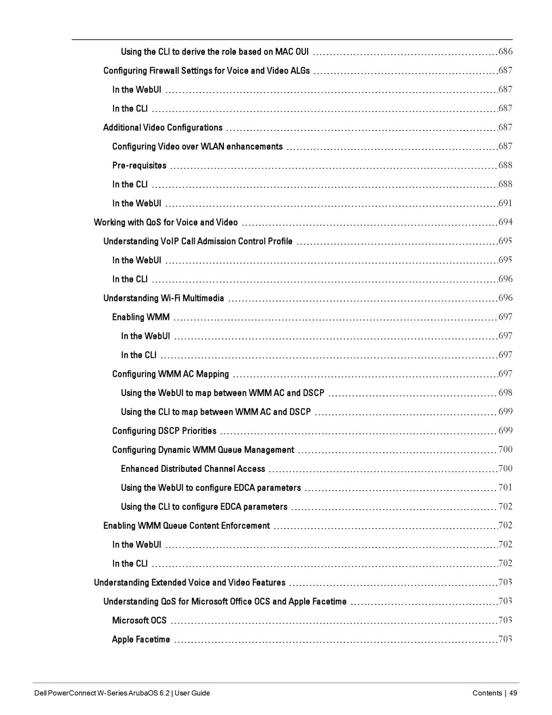 Dell manual Dell PowerConnect W-Series ArubaOS 6.2 User Guide Contents 