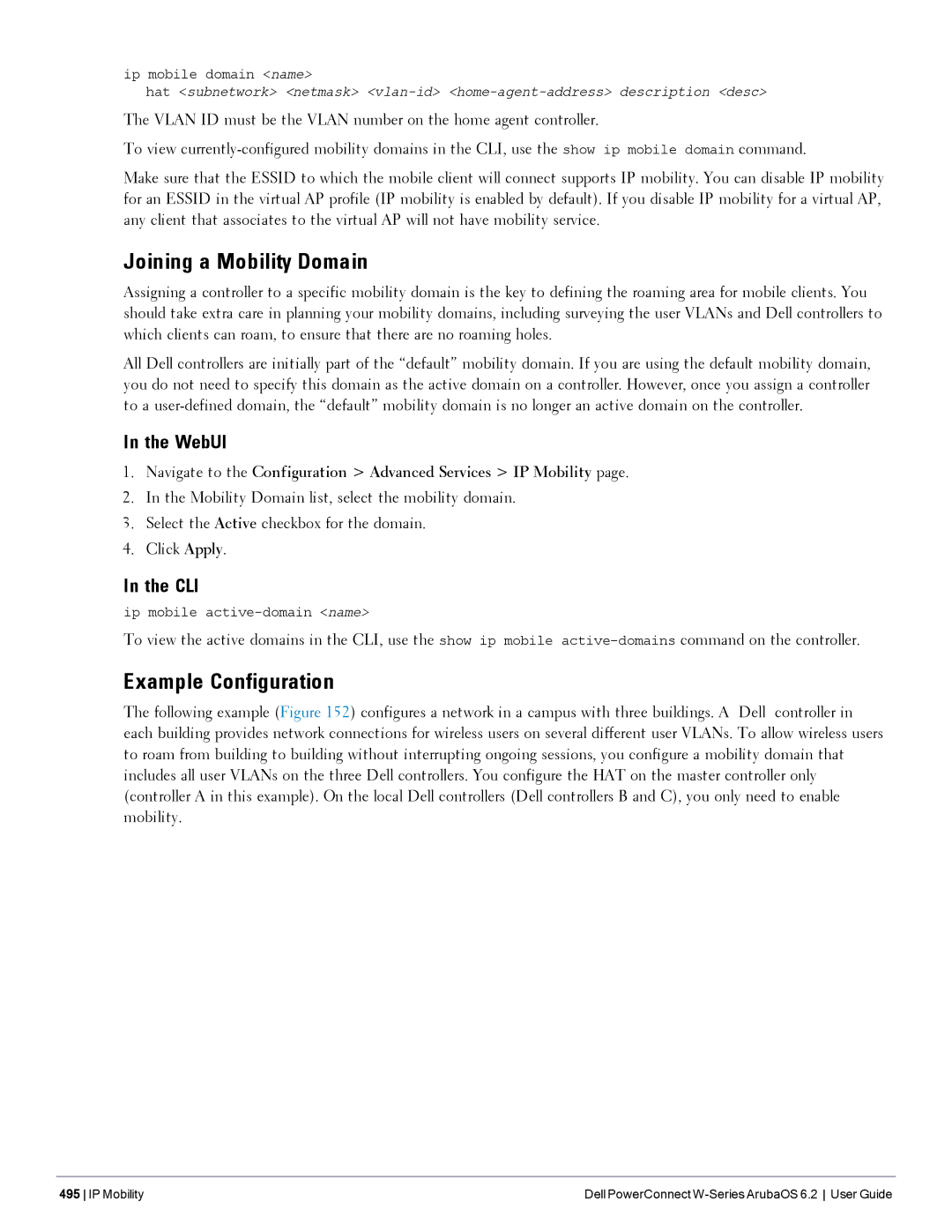 Dell 6.2 Joining a Mobility Domain, Example Configuration, Navigate to the Configuration Advanced Services IP Mobility 