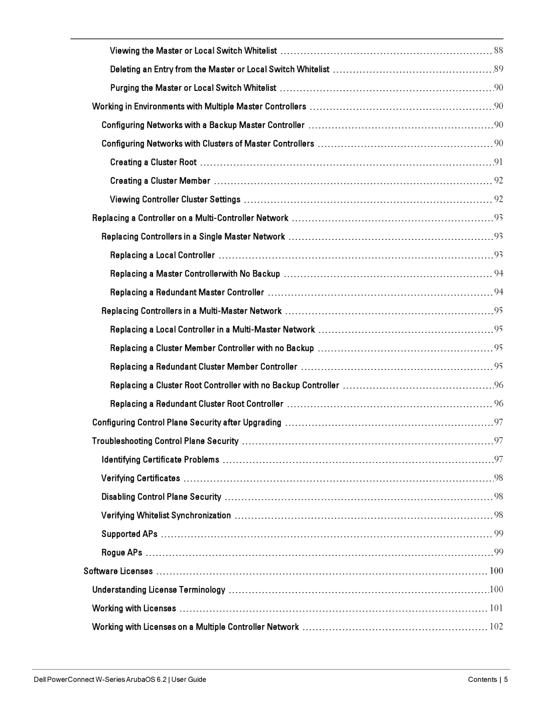 Dell manual Dell PowerConnect W-Series ArubaOS 6.2 User Guide Contents 