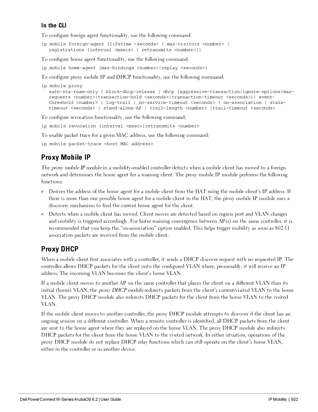 Dell 6.2 manual Proxy Mobile IP, Proxy Dhcp 