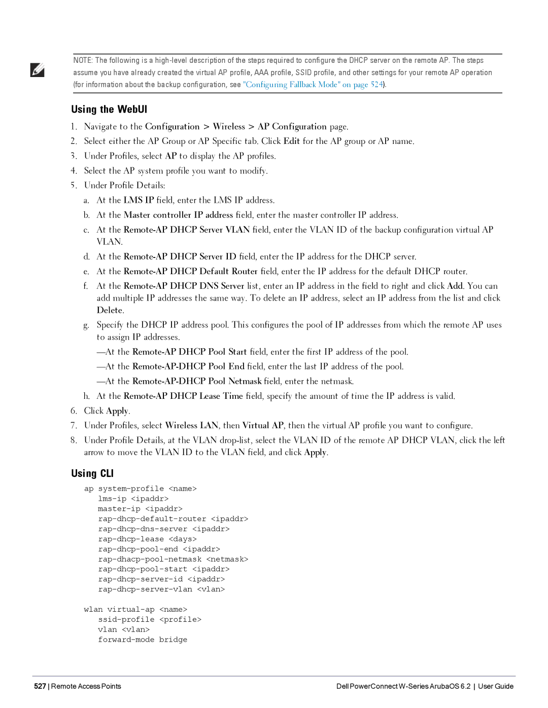 Dell 6.2 manual Using the WebUI 