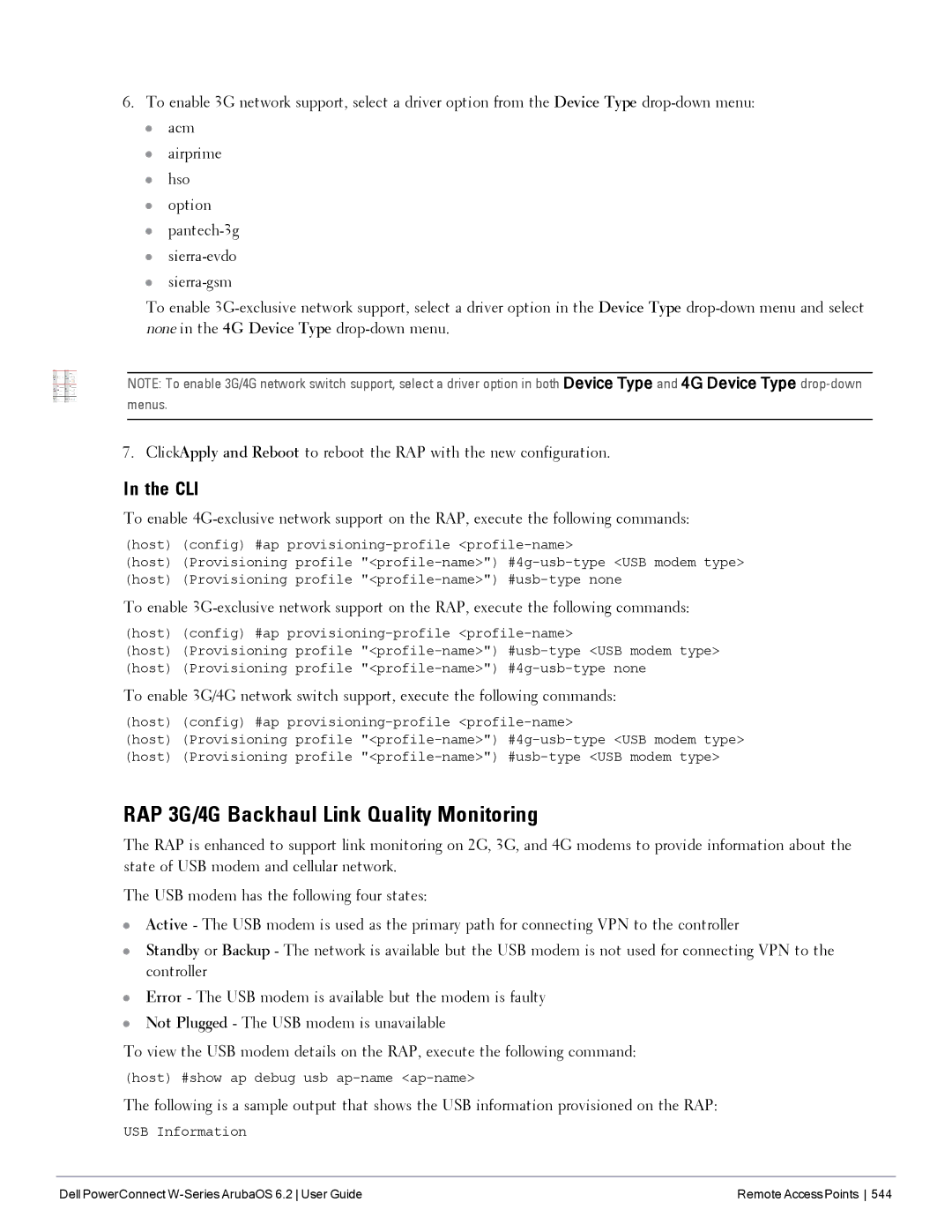 Dell 6.2 manual RAP 3G/4G Backhaul Link Quality Monitoring 