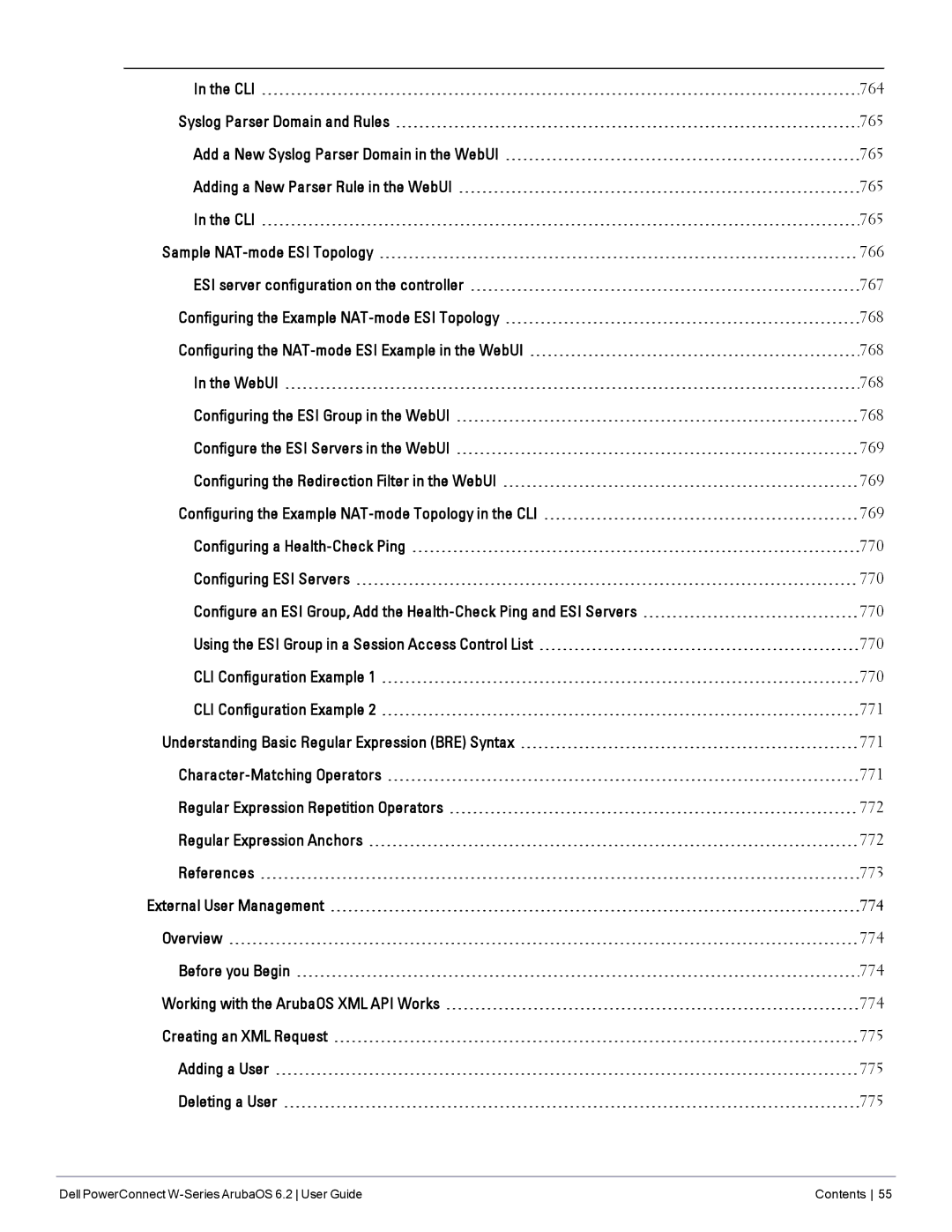 Dell manual Dell PowerConnect W-Series ArubaOS 6.2 User Guide Contents 