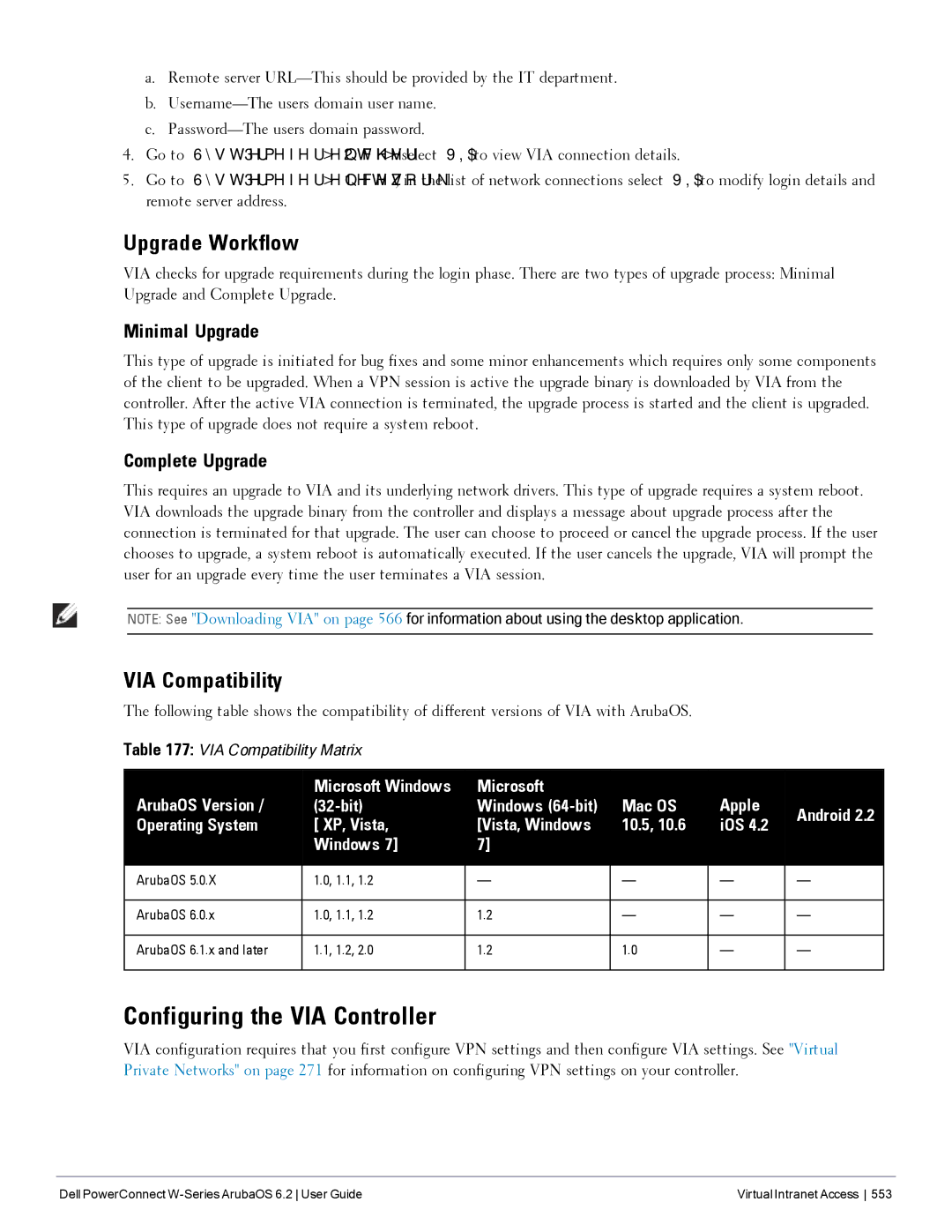 Dell 6.2 manual Configuring the VIA Controller, Upgrade Workflow, VIA Compatibility, Minimal Upgrade, Complete Upgrade 