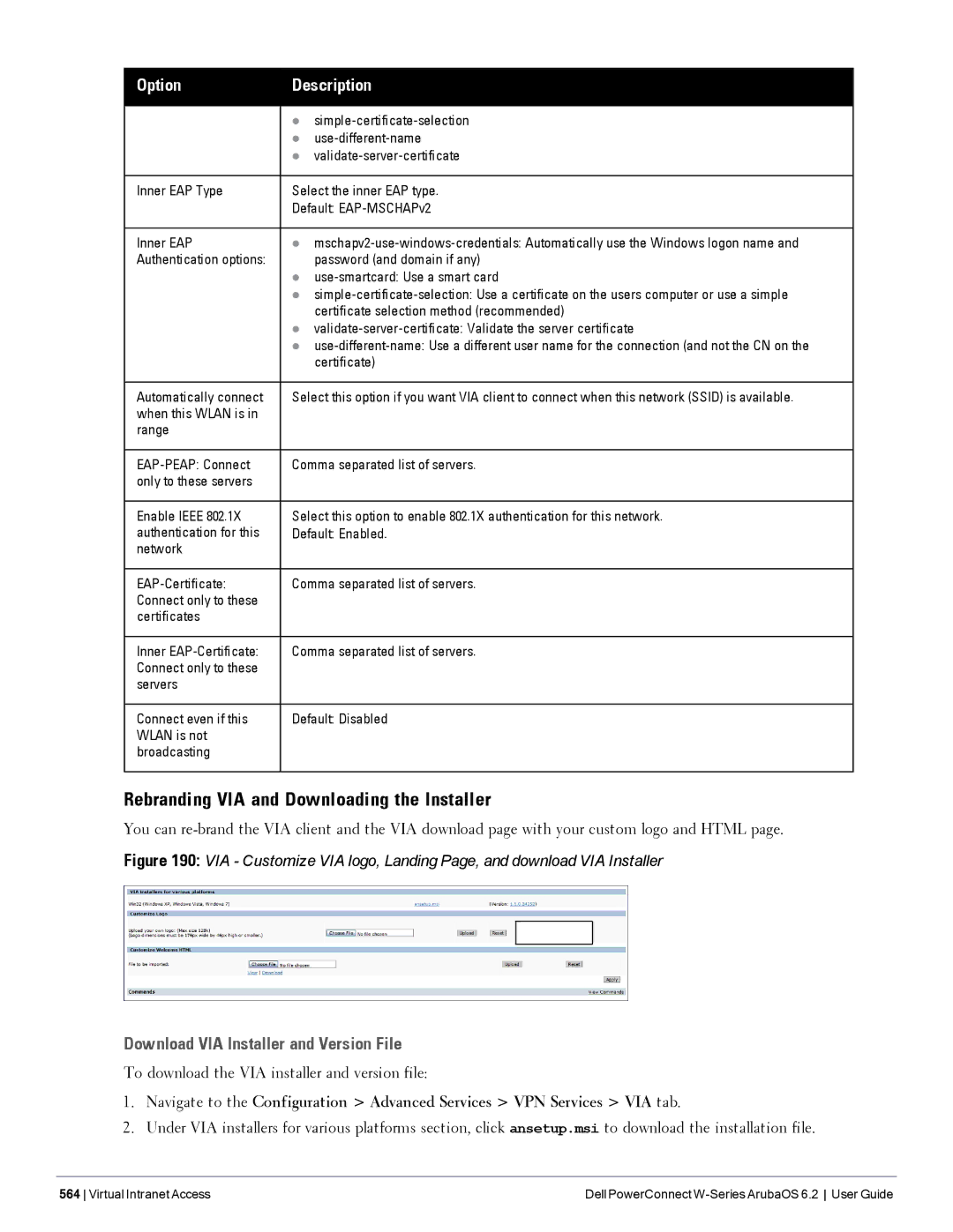 Dell 6.2 manual Rebranding VIA and Downloading the Installer, Download VIA Installer and Version File 