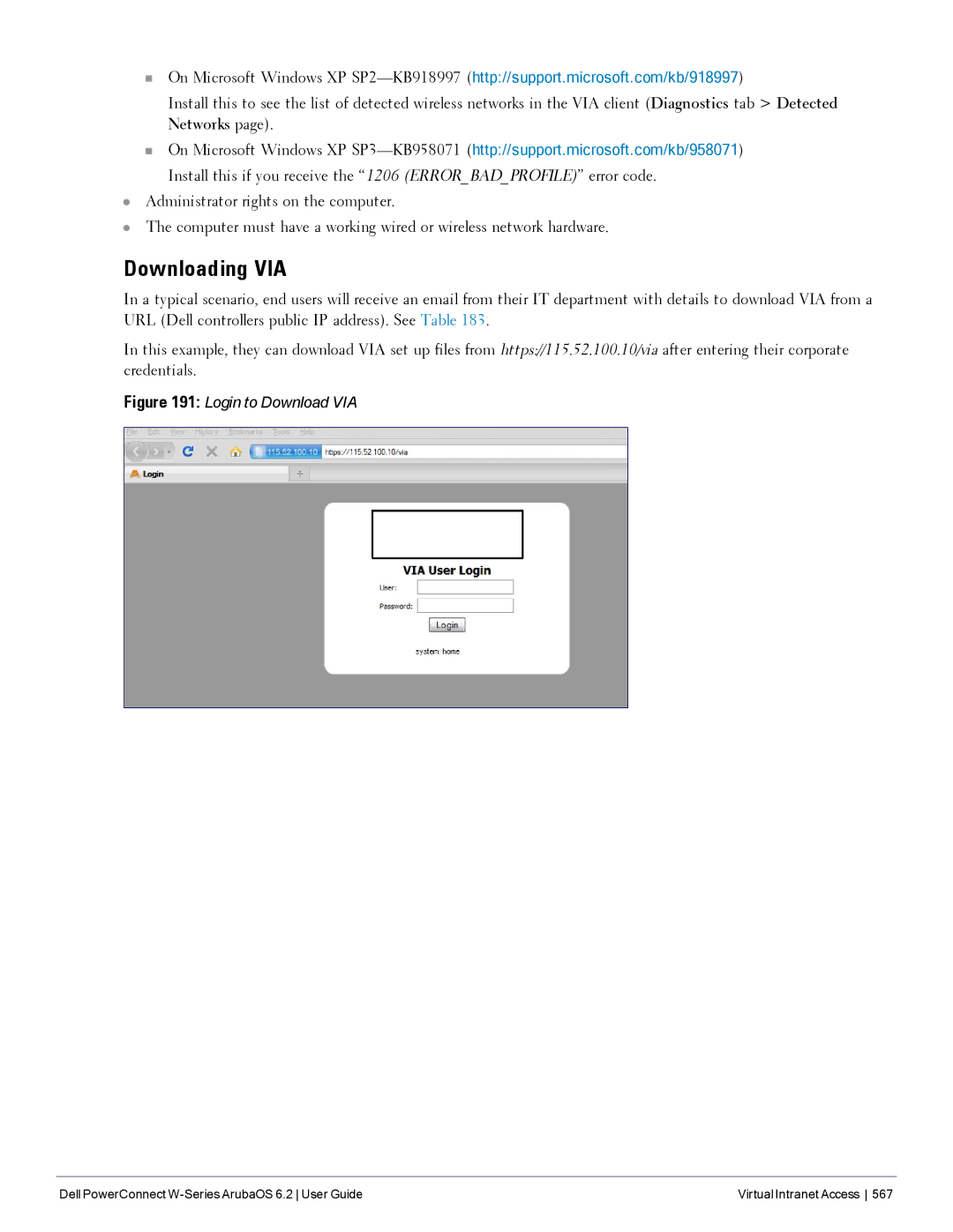 Dell 6.2 manual Downloading VIA, Login to Download VIA 