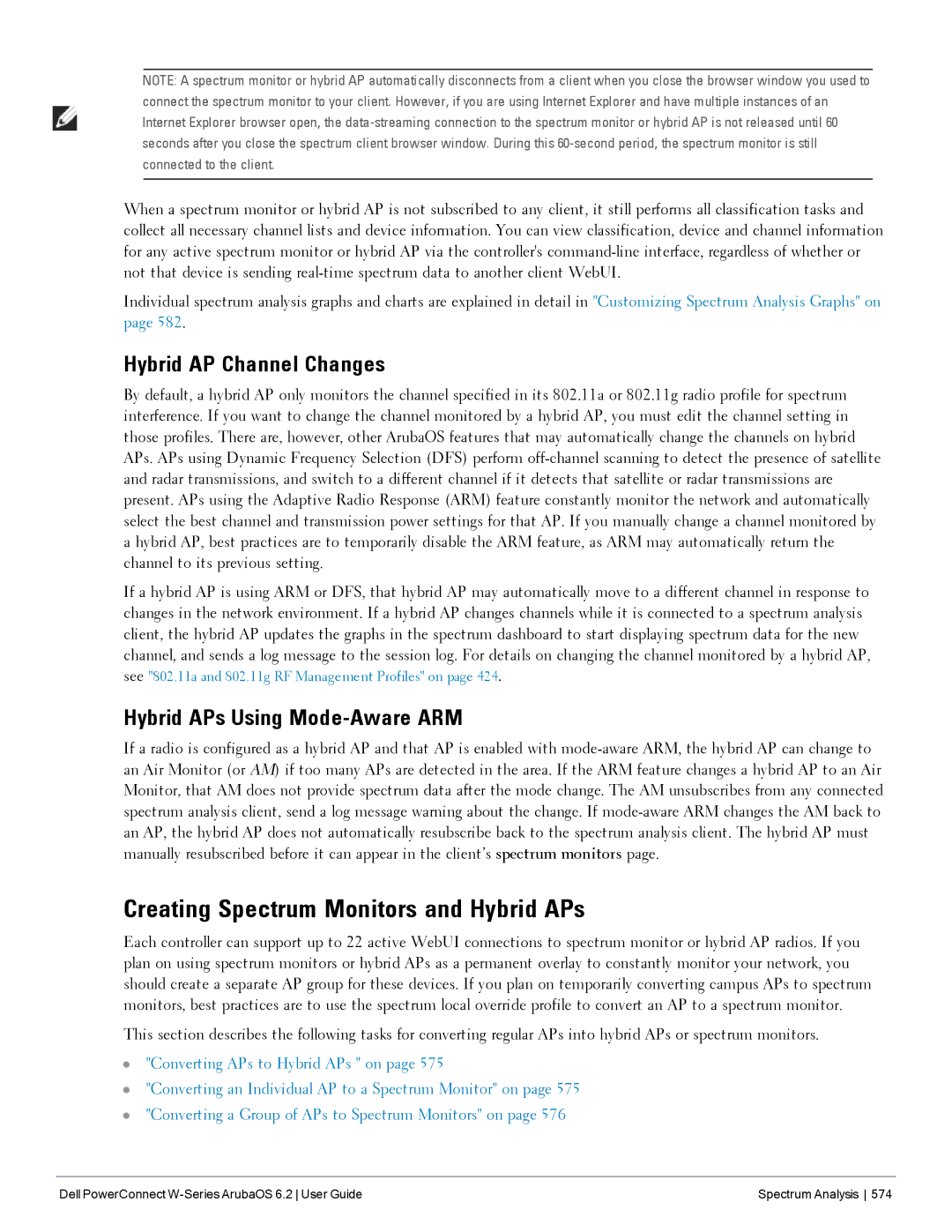 Dell 6.2 manual Creating Spectrum Monitors and Hybrid APs, Hybrid AP Channel Changes, Hybrid APs Using Mode-Aware ARM 